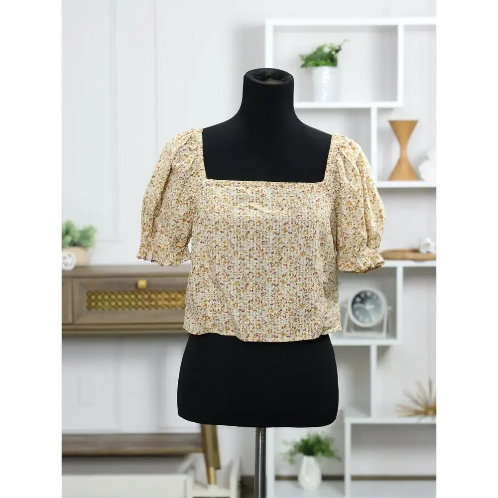 Madewell Bundle Floral Smocked Puff Sleeve Top Linen Blend Tank Boho Cottagecore